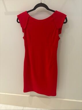 Plastic Island Red Cap-Sleeve Sheath Mini Dress